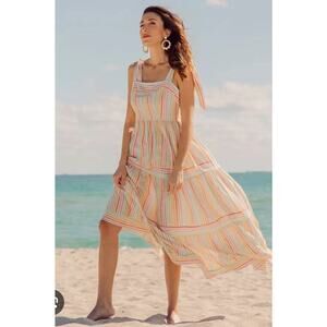 Yumi Kim Anthropologie Color Me‎ Maxi Striped Rainbow Dress Tiered Cottagecore 4